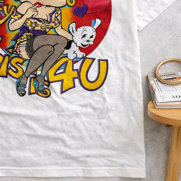 Vintage 80s Betty Boop "Hey This Is 4U" Lover Girl Graphic Tee White - Picture 5 of 5